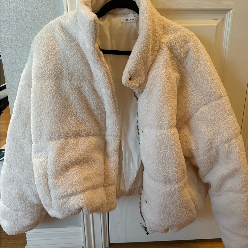 Women's White Sherpa Jacket